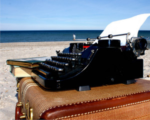 typewriter on the beach